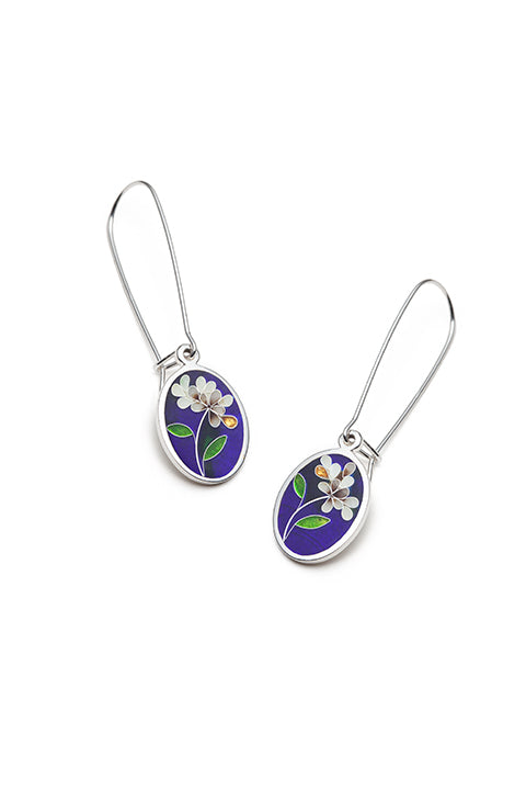 Cobalt Blue with Flowers Enamel Earrings by Gayane Avetisyan