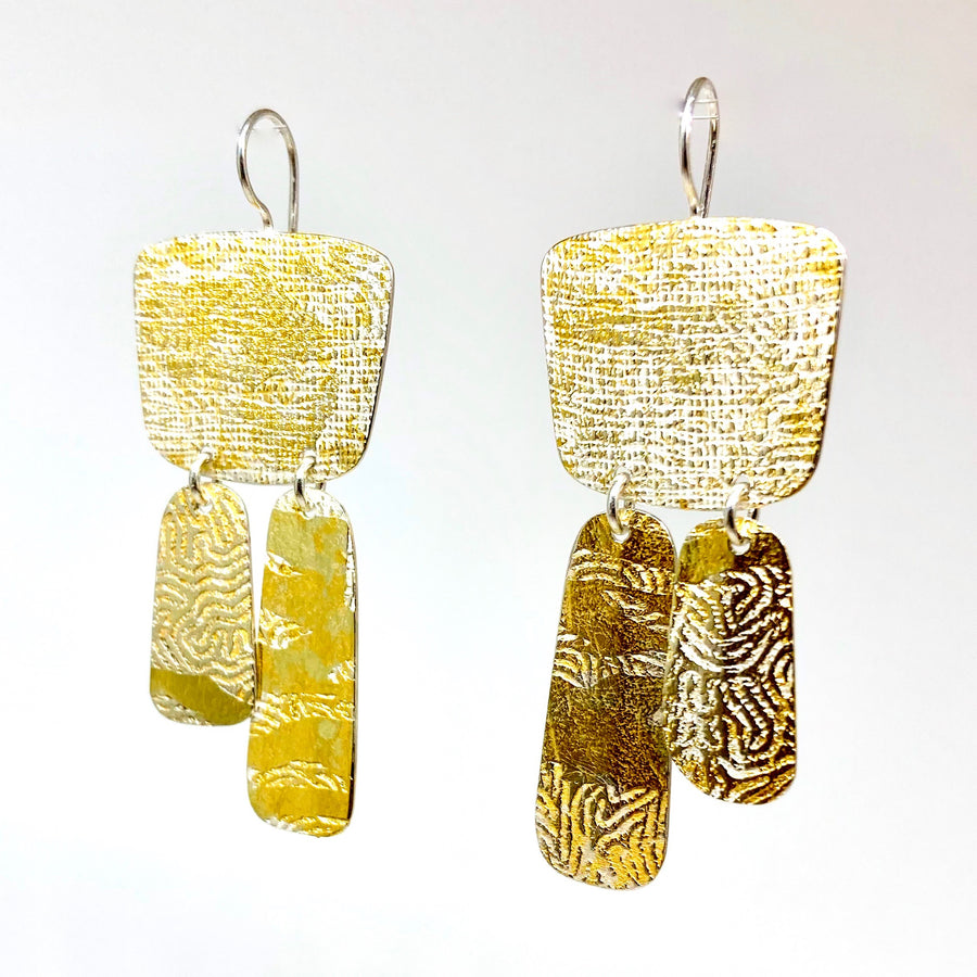 Etched Dangle Earrings with Swirls by Karine Rodrigue