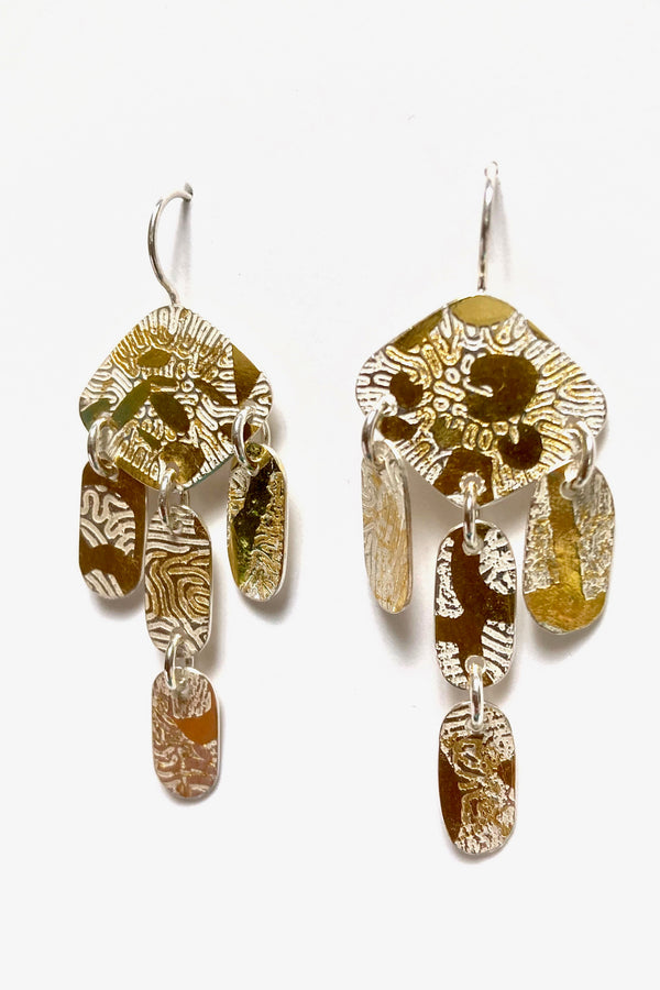 Etched Dangle Girandoles Earrings by Karine Rodrigue