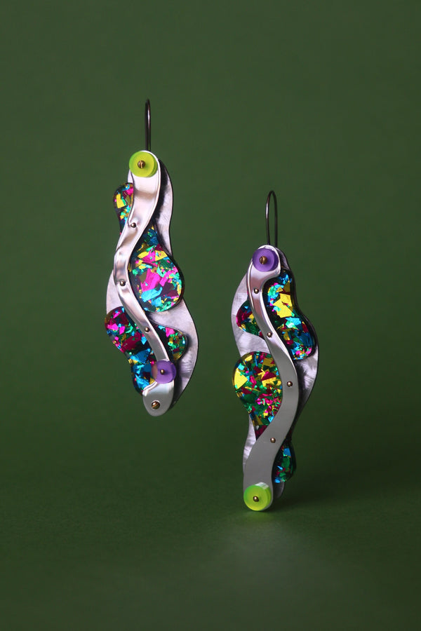 Vibrant Acrylic and Aluminum Earrings by Laura Papworth