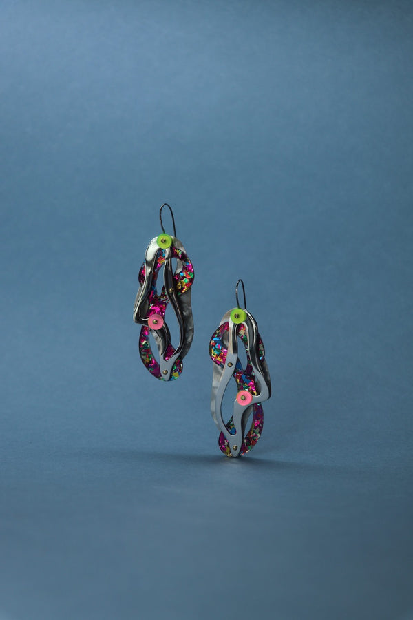 Bright Acrylic and Aluminum Earrings by Laura Papworth