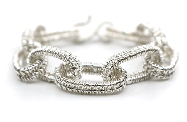 Woven Chain bracelet, hand-woven in sterling silver. 