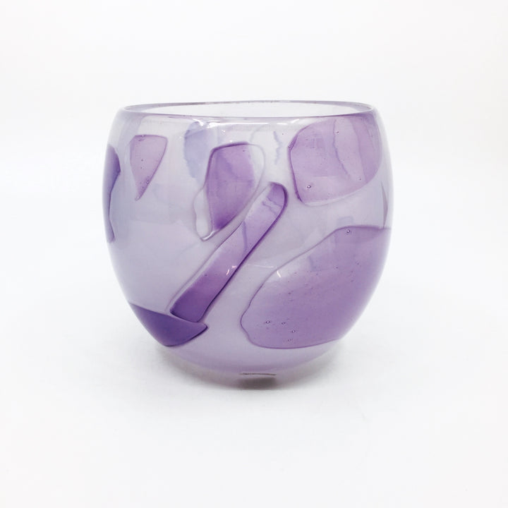 Shadow Vase Series: soft purple glass bowl with shards captured within the layers of the glass, 4.75" x 5". 