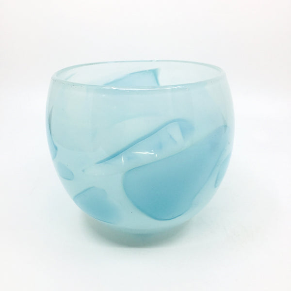 Shadow Vase Series: soft aqua glass bowl with shards captured within the layers of the glass, 4.75" x 5". 