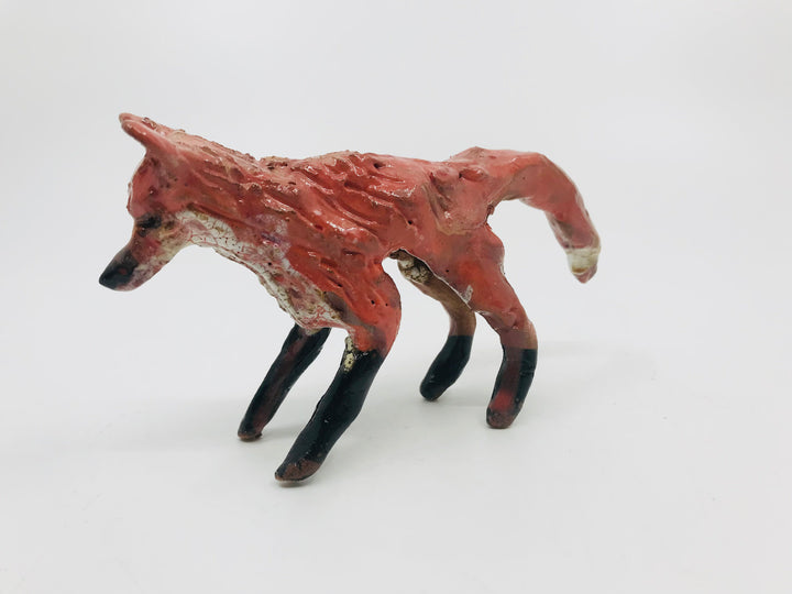 Small standing fox, ceramic sculpture. Approx. 5" long.