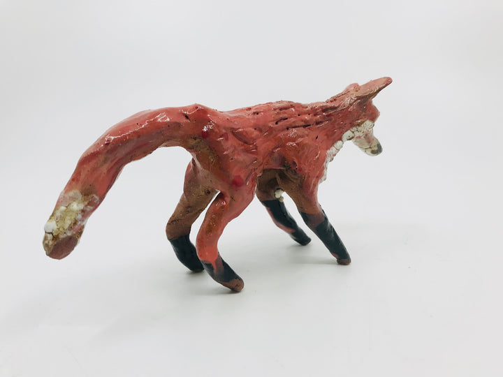 Small standing fox, ceramic sculpture. Approx. 5" long.