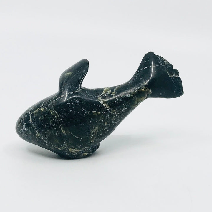 Whale - Small and graceful figure of a whale, carved from black serpentine stone.