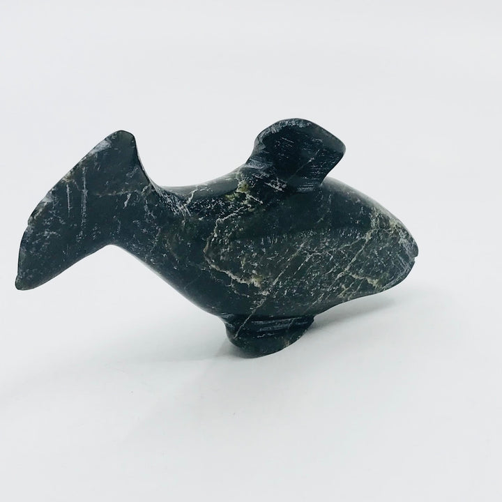 Whale - Small and graceful figure of a whale, carved from black serpentine stone.