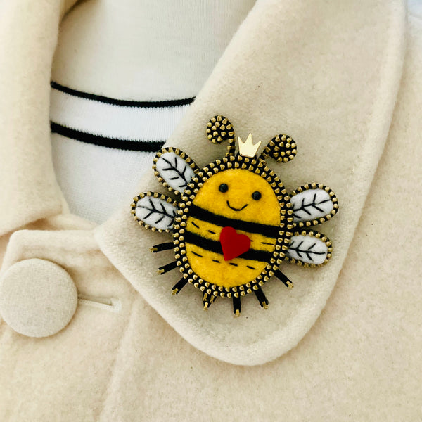 Queen Bee Mixed Media Brooch by Odile Gova