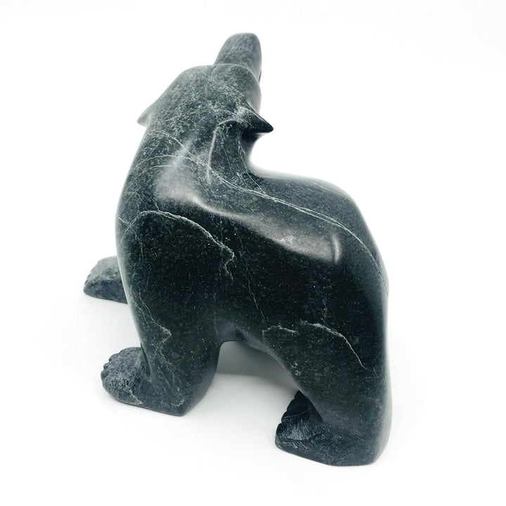 Walking Bear - Carved black serpentine bear sculpture
