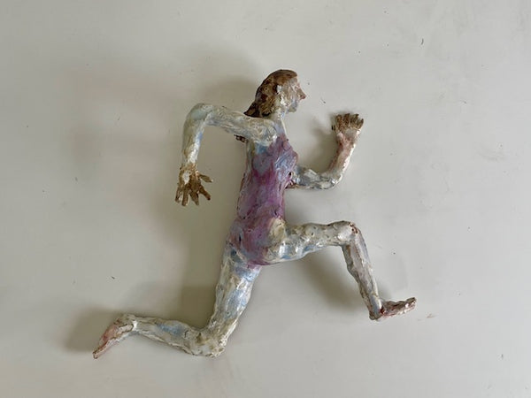 Running Leap 2, Ceramic Wall Sculpture by Erin Robertson