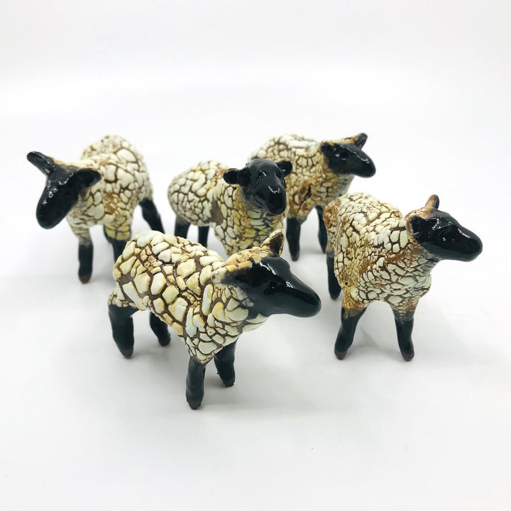 Small Sheep, ceramic sculpture, approx. 10l x 7h x 3 cm each