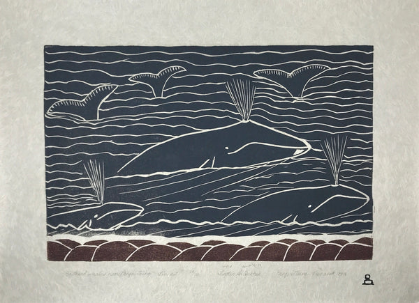 Bowhead Whales Near Pangnirtung, print by Leetia Alivaktuk