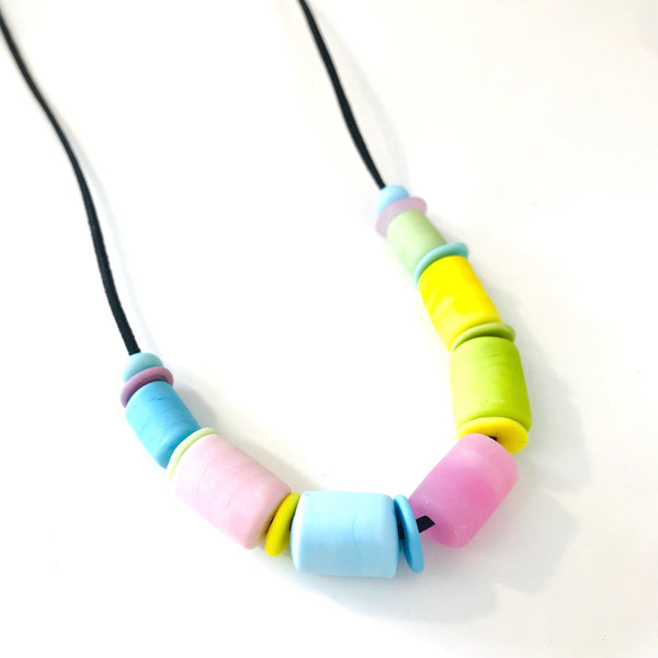 Retro Handmade Glass Bead Necklace in Multicolour by Susan Rankin