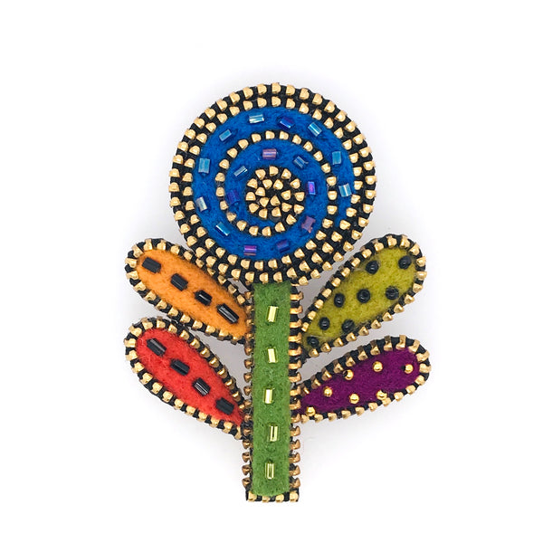 Lollipop Flower Mixed Media Brooches by Odile Gova