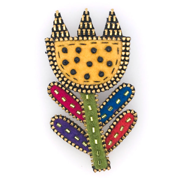 Tulip Mixed Media Brooches by Odile Gova