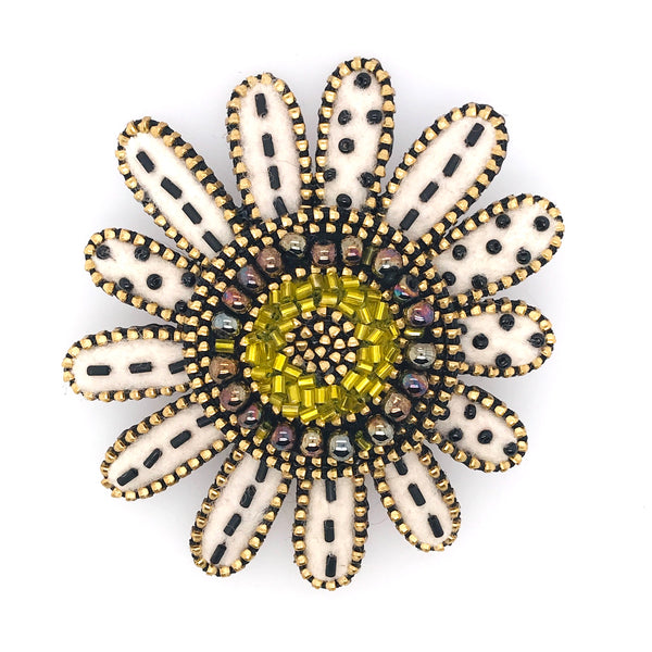 Large Daisy Mixed Media Brooch by Odile Gova
