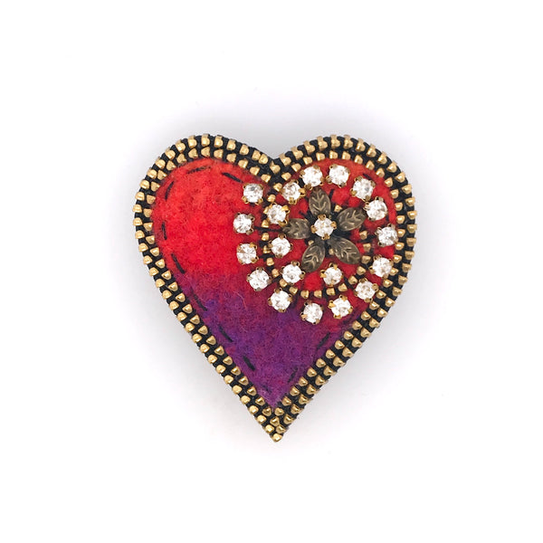 Heart Mixed Media Brooches by Odile Gova