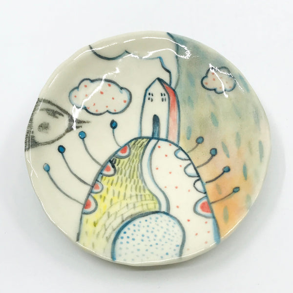 Illustrated Small Ceramic Plate by Maria Moldovan