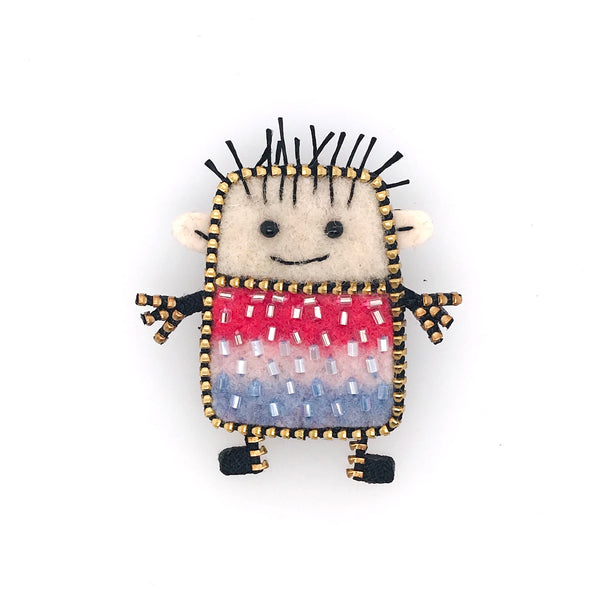 Friend Mixed Media Brooch by Odile Gova