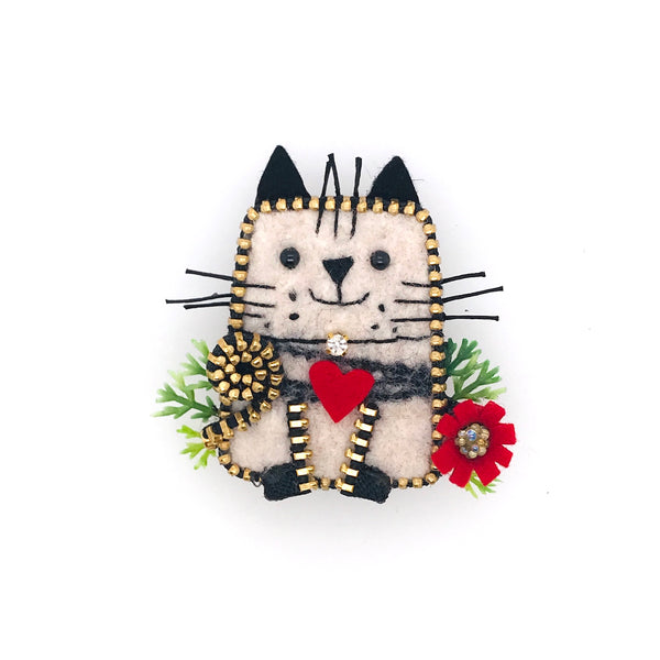 Cat Mixed Media Brooch by Odile Gova