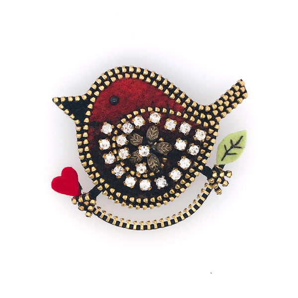 Bird Mixed Media Brooches by Odile Gova