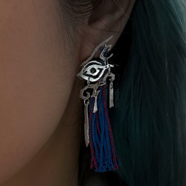 SanXingDui Silver and Cotton Single Earring by Yiqi Sun