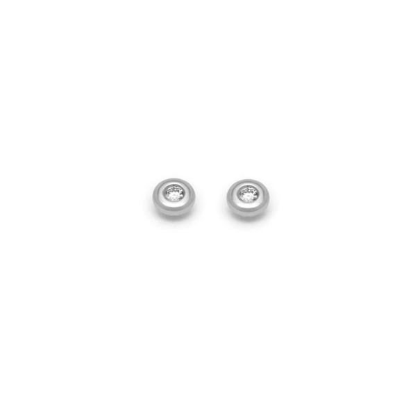 Sterling silver stud earrings with cubic zirconium stones in size small (7mm), from the Bateau series.