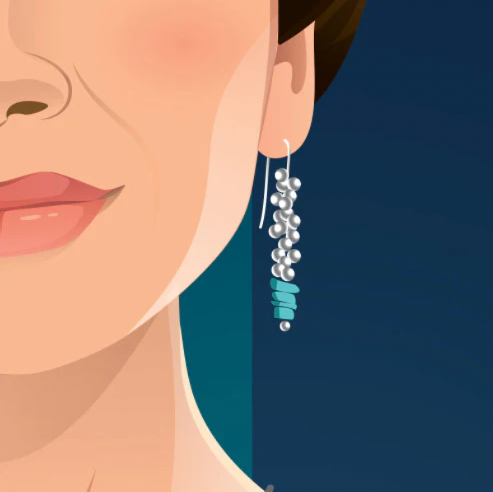 Fine and sterling silver hook earrings from the ShikShok series, capped with turquoise.