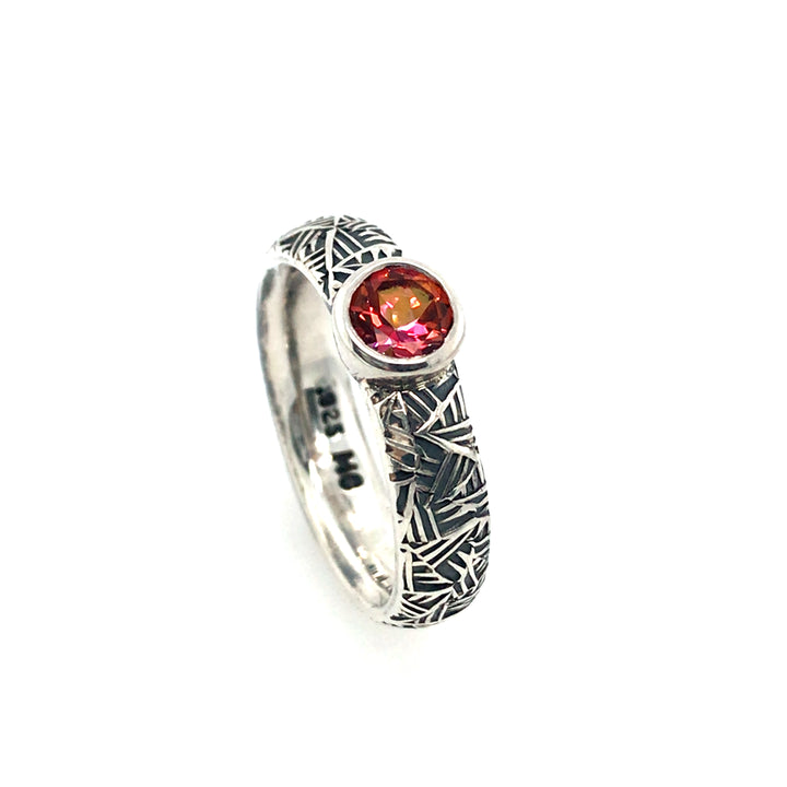 Padparadsha Sapphire Handstamped Ring by Matthieu Cheminée