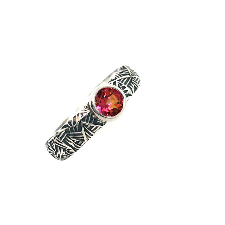 Padparadsha Sapphire Handstamped Ring by Matthieu Cheminée