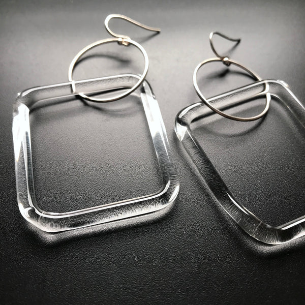 Square Flameworked Glass Earrings by Melanie Davies Persia