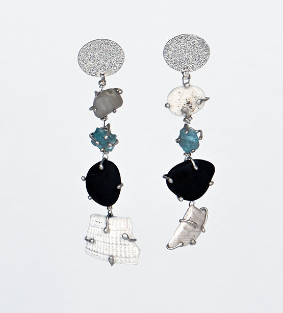 Shell and Beach Pebble Earrings by Monika Urbaniak