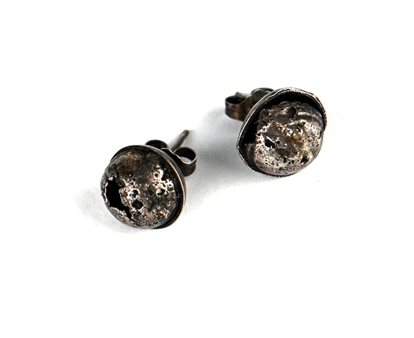Textured Silver Stud Earrings by Monika Urbaniak