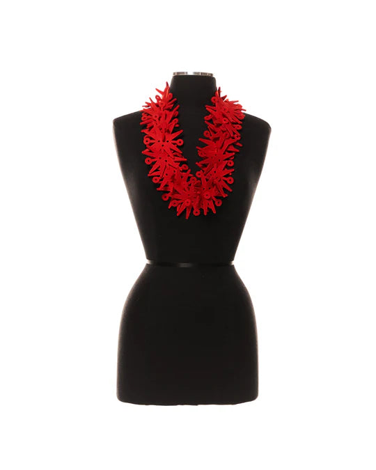 Long red felt neckpiece by Kolye TJN