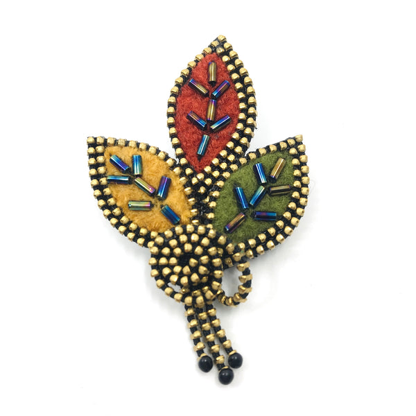 Leaves Mixed Media Brooch by Odile Gova