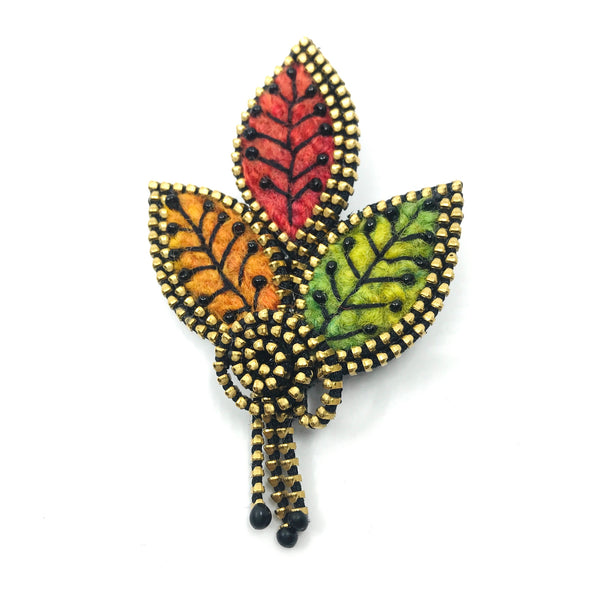 Leaves Mixed Media Brooch by Odile Gova