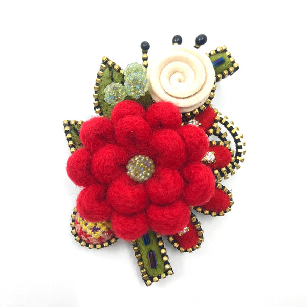 Flower Mixed Media Brooches by Odile Gova