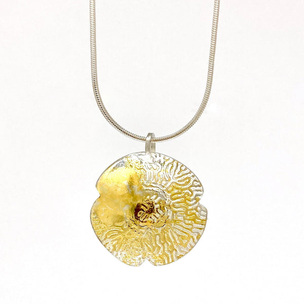 Round Engraved Keumboo Pendant by Karine Rodrigue