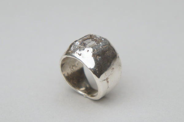 Chunky Boy, 2022.  This hand fabricated ring is made of recycled silver.  1.7 x 2.2 x 2.5cm (SIZE: US 7)