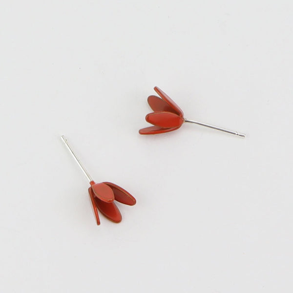 Petal Stud Earrings  Mini petal stud earrings in a variety of bright colours. Sterling silver and powder-coated brass.