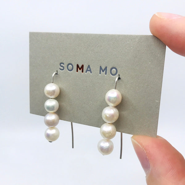 Quadruple Round Pearl Drop Earrings by Soma Mo