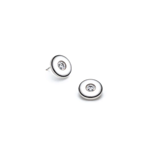 Sterling silver stud earrings with cubic zirconium stones from the Bateau Series.