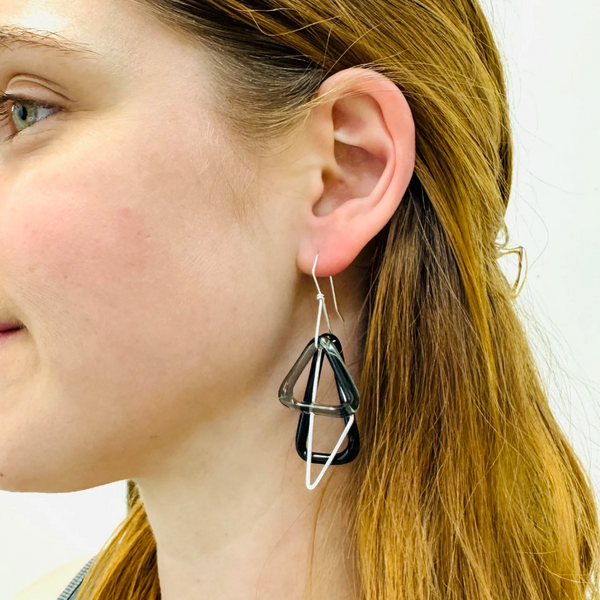 Geometric Black Glass Earrings by Minori Takagi