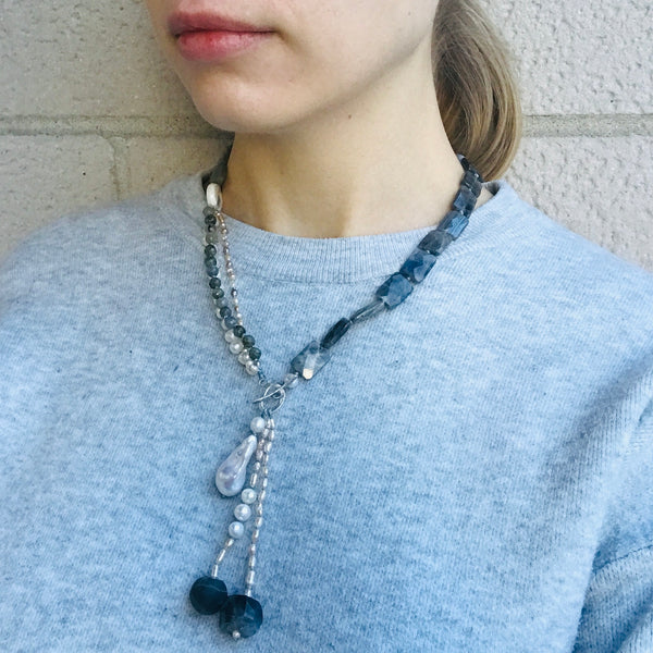 Labradorite and Pearl Necklace by Soma Mo