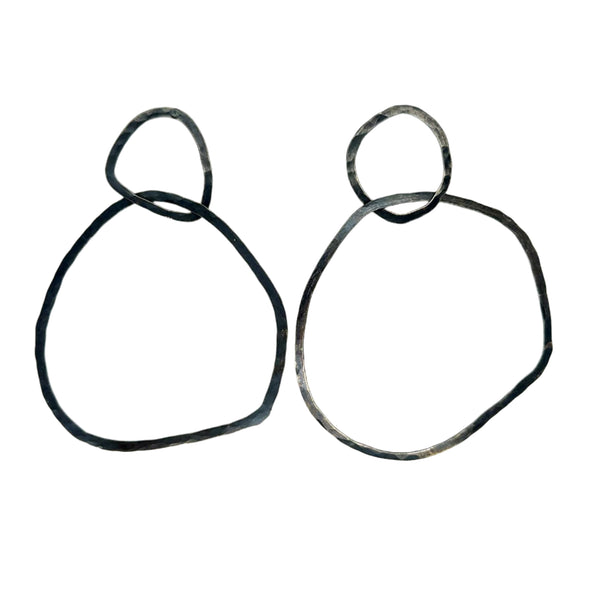 Large Oxidized Round Double Loop Earrings by Shelley Blair