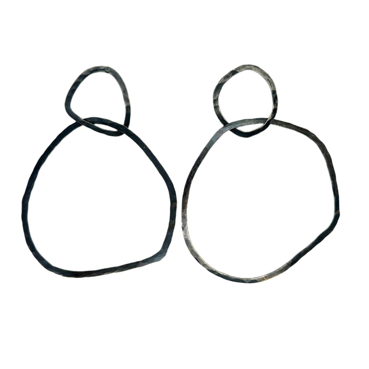 Large Oxidized Round Double Loop Earrings by Shelley Blair