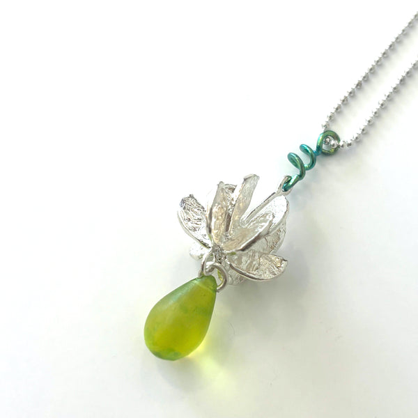 Floral Lime Sterling Pendant with Resin by MinSeo Whee