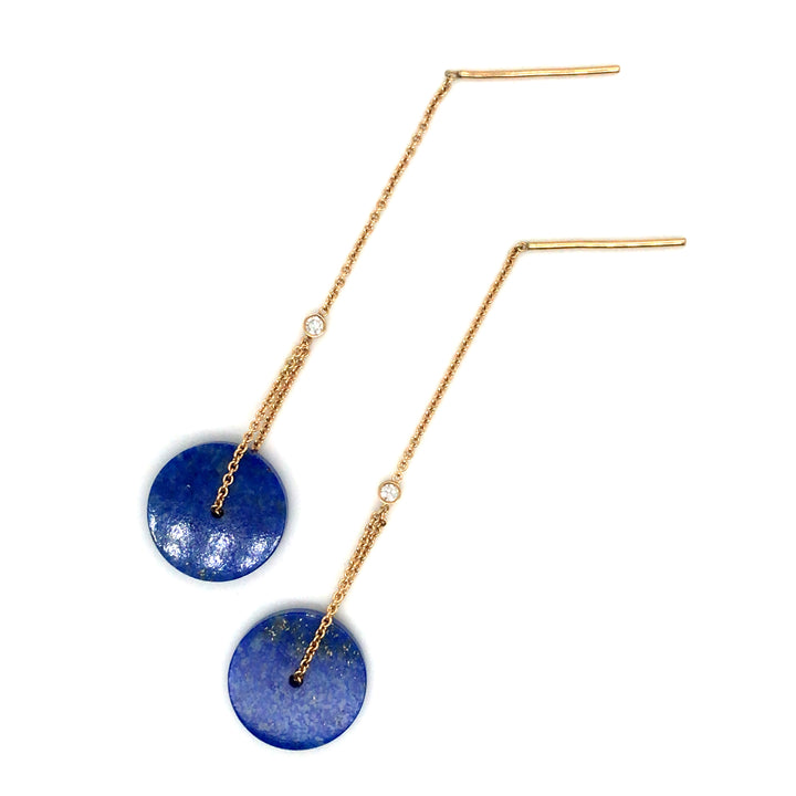 Lapis earrings with diamond detail and 18k yellow gold. 
