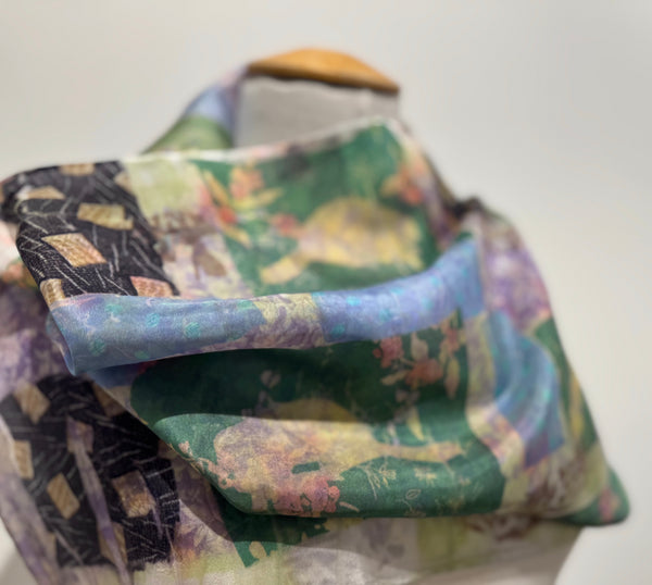 Green Beaver Silk Scarf by Diane Lemire